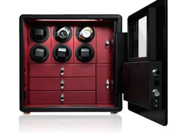 6 Watches Cabinet Winder  Steel Safety With LCD Control Intelligent Alarm System